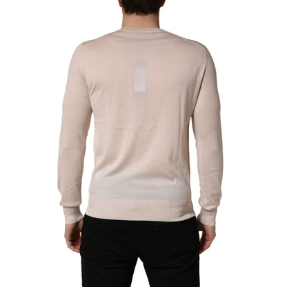 Dolce & Gabbana Beige Cashmere V-neck Men Pullover Sweater