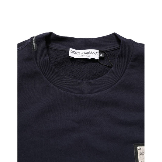 Dolce & Gabbana Black Logo Plaque Jersey Sweatshirt Cotton Sweater