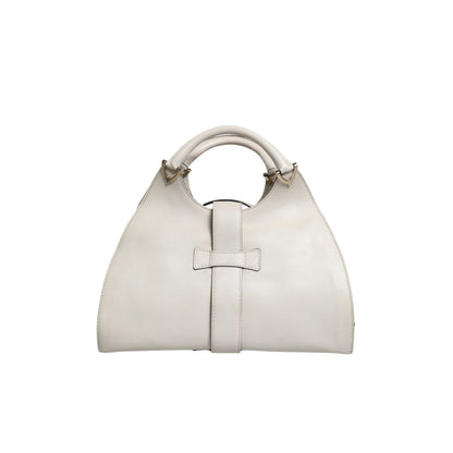 Gucci White Leather Stirrup Top Handle Bag