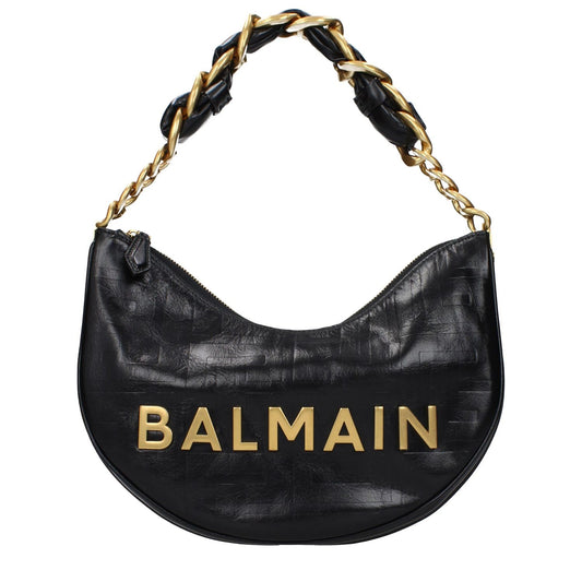 Balmain Black Leather Shoulder Bag