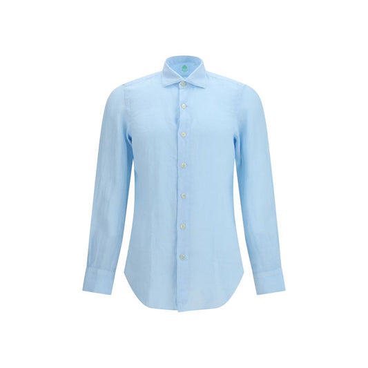 Finamore Blue Linen Longsleeve Shirt