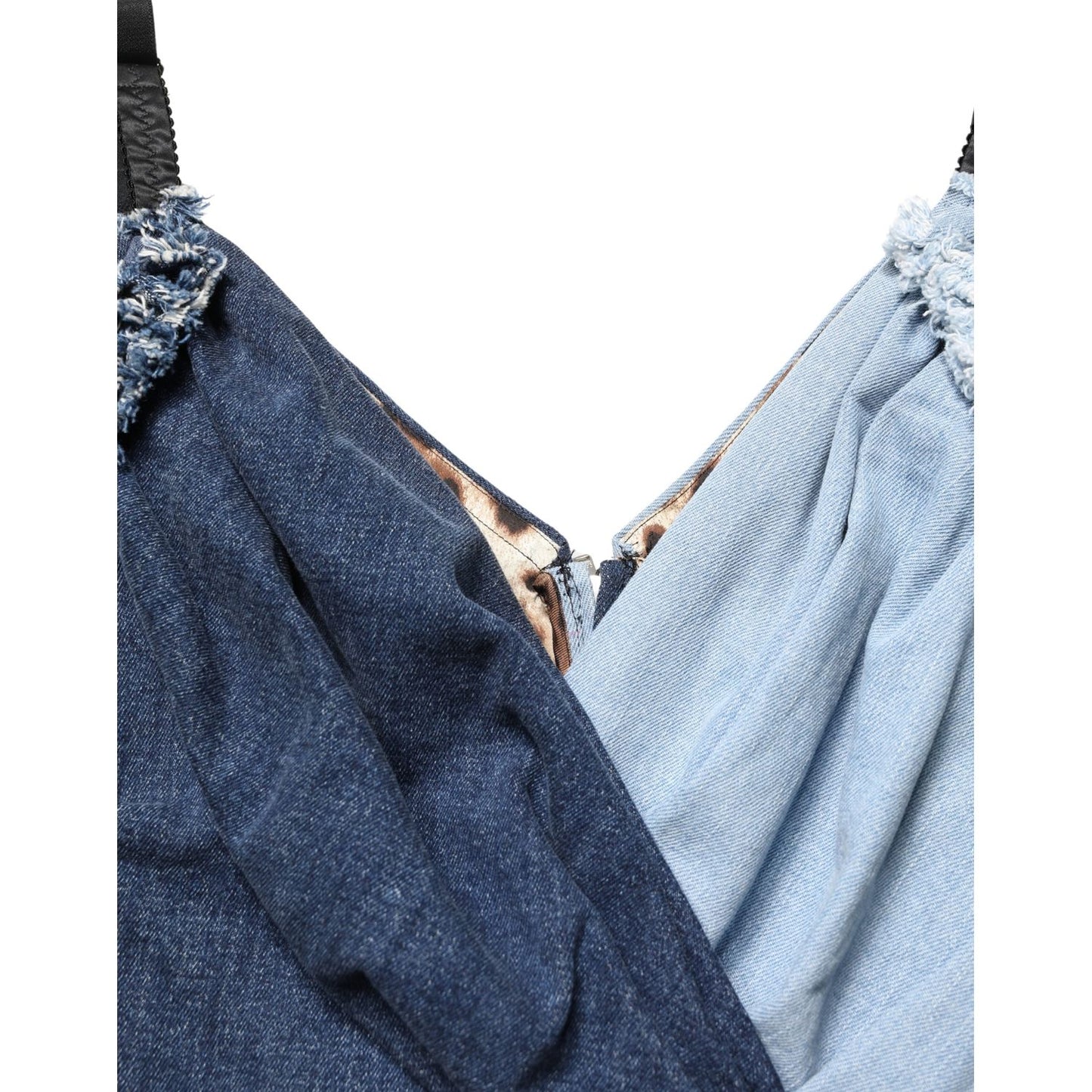Dolce & Gabbana Blue Cotton Patchwork Denim Mini Sheath Dress