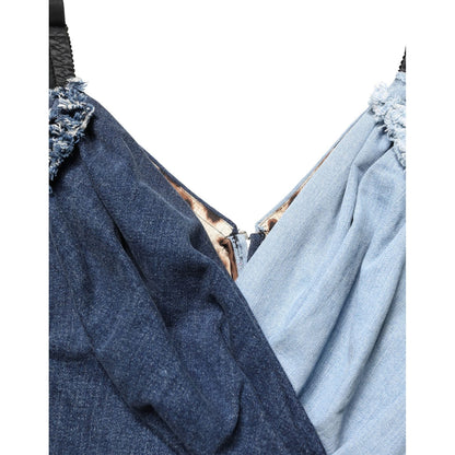 Dolce & Gabbana Blue Cotton Patchwork Denim Mini Sheath Dress