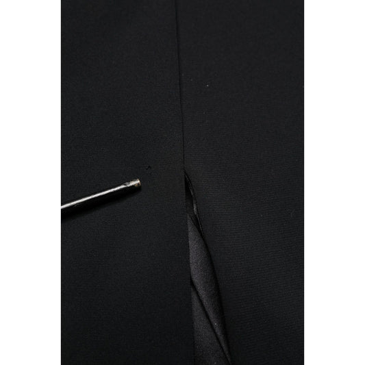 Dolce & Gabbana Black Silk Button Bodice Sheath Maxi Dress