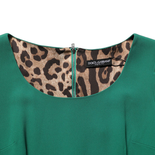 Dolce & Gabbana Green Short Sleeve Pencil Sheath Midi Dress