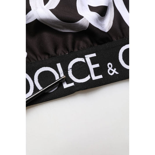 Dolce & Gabbana Black DG Love Yourself Sports Bra Cropped Top