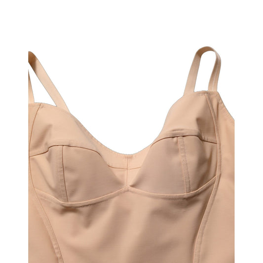 Dolce & Gabbana Nude Nylon Full Body Shaper Bodysuit Top