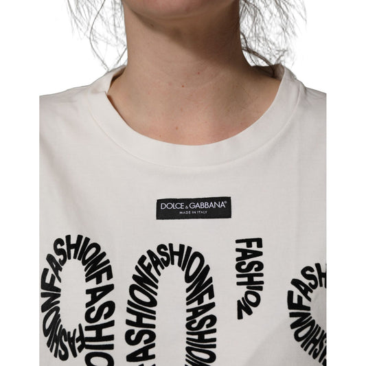 Dolce & Gabbana White Cotton Graphic Sleeveless Tank Top