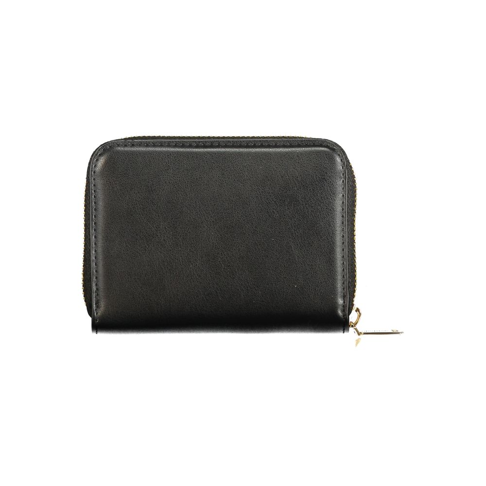 Mario Valentino Nero Poliuretano Womens Wallet with Zip Closure and Card Spaces