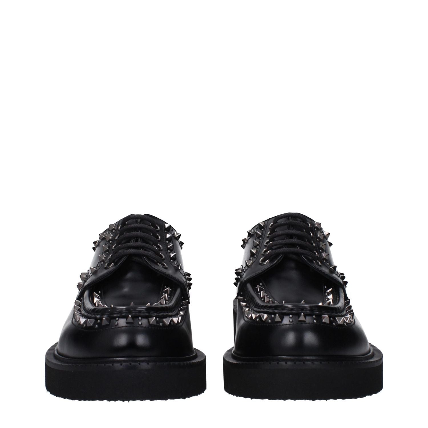 Valentino Garavani Black Leather Oxfords And Derbies