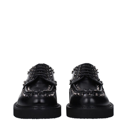 Valentino Garavani Black Leather Oxfords And Derbies