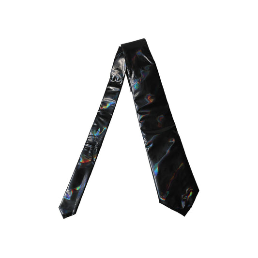 Dolce & Gabbana Black Iridescent Silk Adjustable Women Tied Necktie Tie