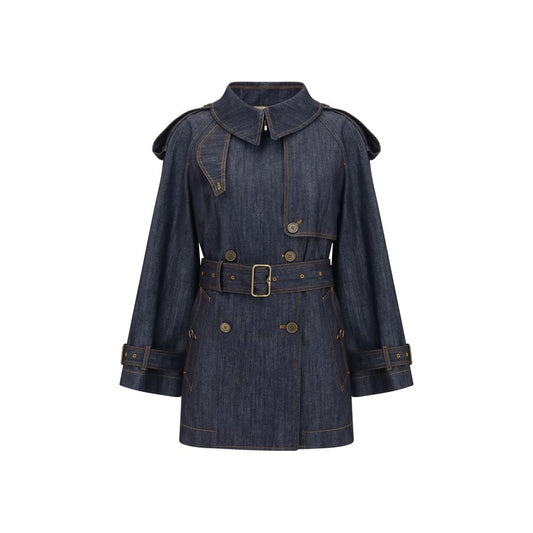 Burberry Blue Cotton Trench Coat