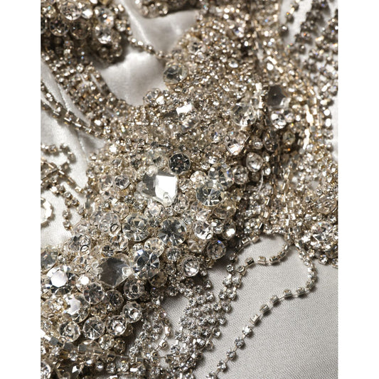 Dolce & Gabbana Silver Crystal Embellished EveningGown Dress