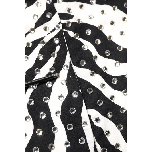 Dolce & Gabbana Black White Zebra Crystal Embellished Dress