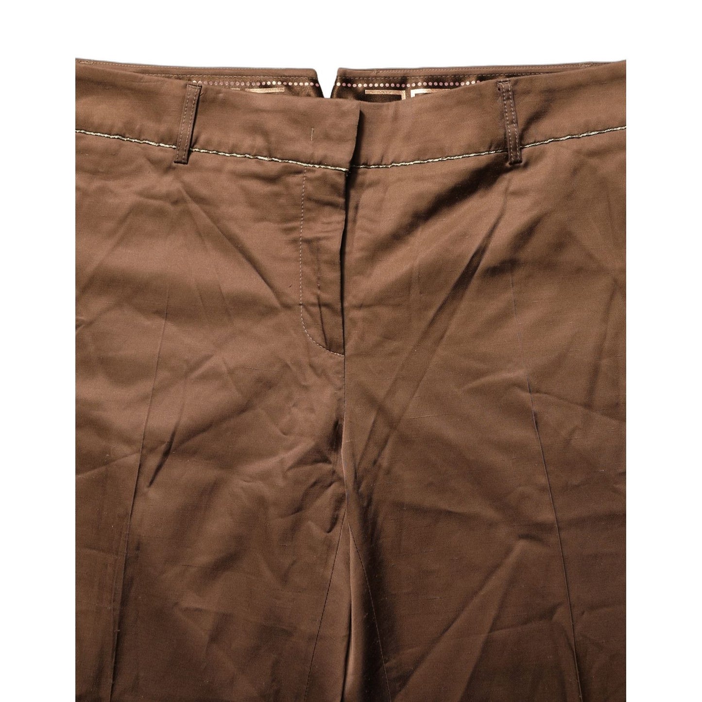 Cavalli Class Brown High Waist Flared Trouser Pants