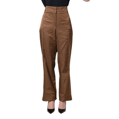 Cavalli Class Brown High Waist Flared Trouser Pants
