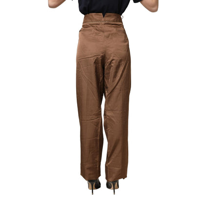 Cavalli Class Brown High Waist Flared Trouser Pants