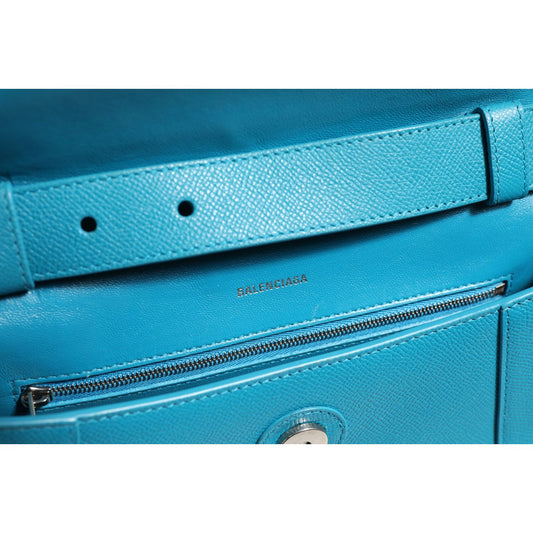 Balenciaga Calfskin S Downtown Blue Shoulder Bag