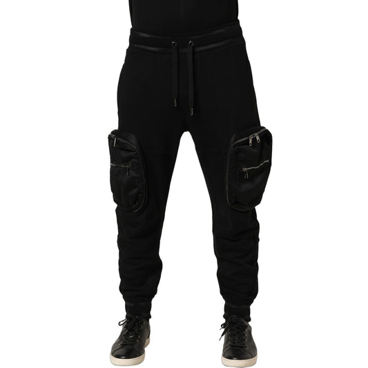 Dolce & Gabbana Black Mid Waist Cargo Jogger Sweatpants Pants