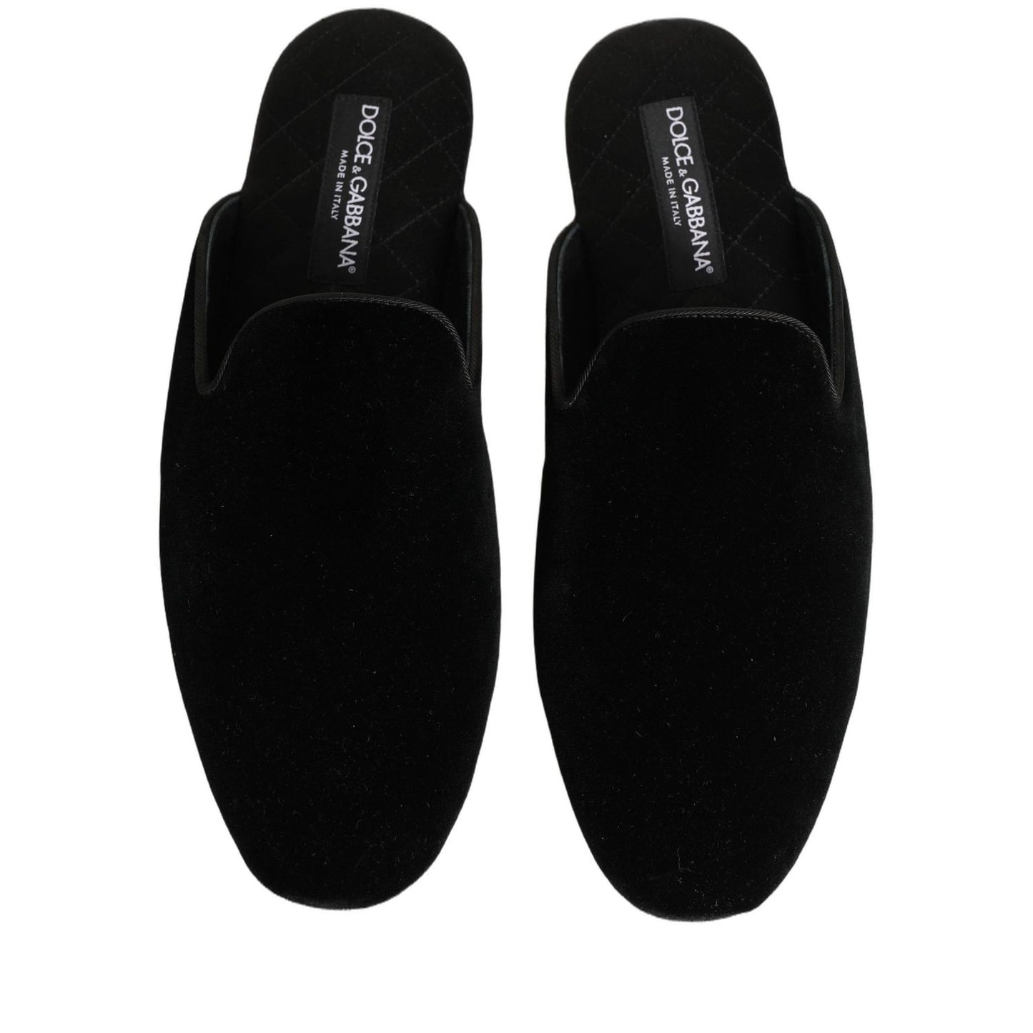 Dolce & Gabbana Black Suede Slides Flat Slipper Men Shoes