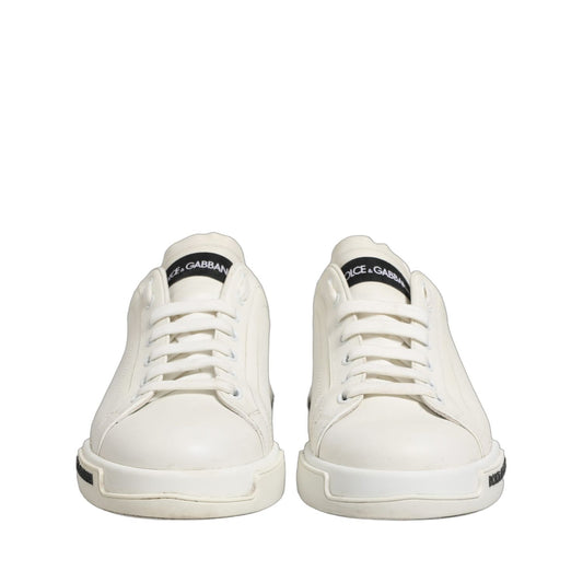 Dolce & Gabbana White Leather Logo Low Top Men Sneakers Shoes