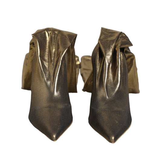 Dolce & Gabbana Gold Nylon Socks Knee High Boots Pumps Shoes