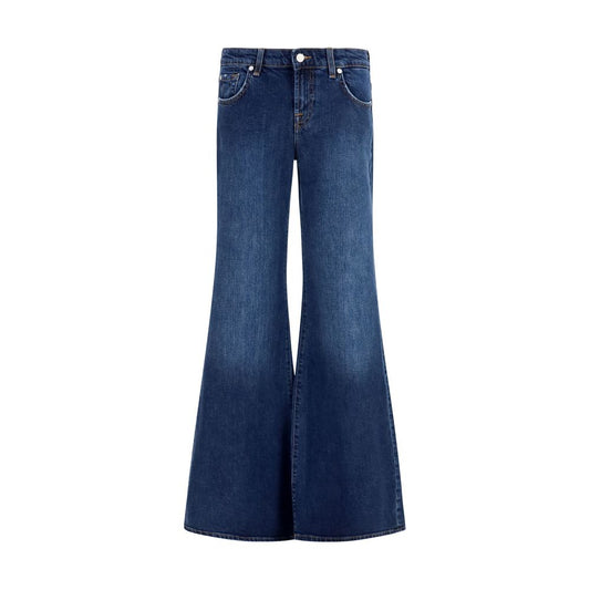 7FOR Blue Cotton Flared Jeans