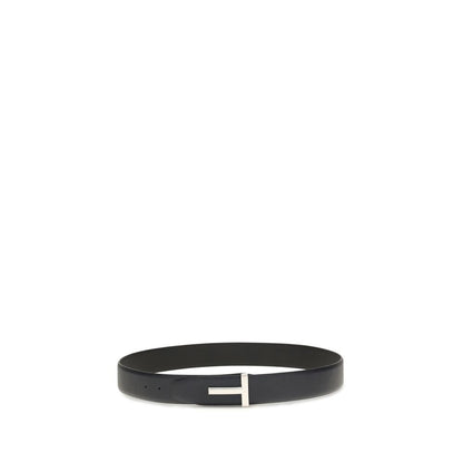 Tom Ford Black Calf Leather Bos Taurus Belt