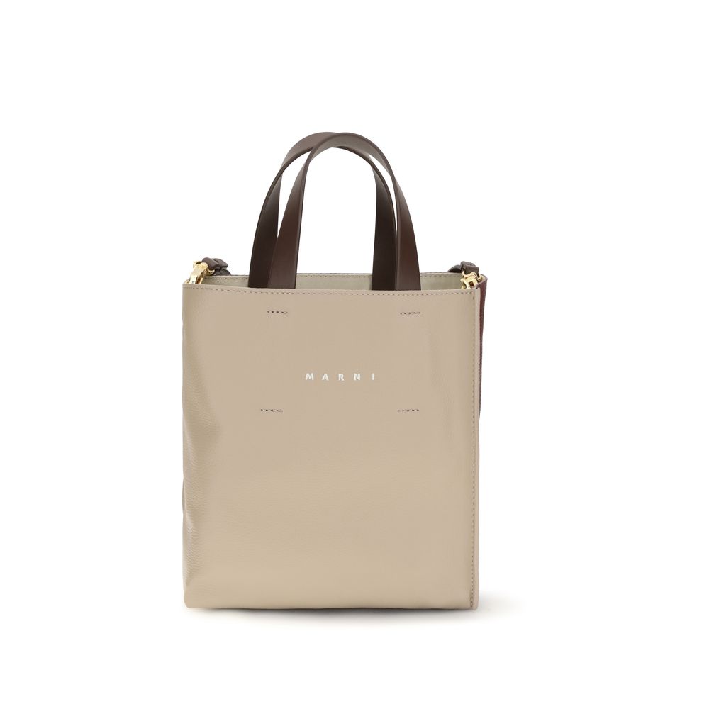 Marni Beige Calf Leather Bos Taurus Shoulder Bag