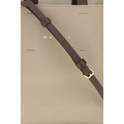 Marni Beige Calf Leather Bos Taurus Shoulder Bag