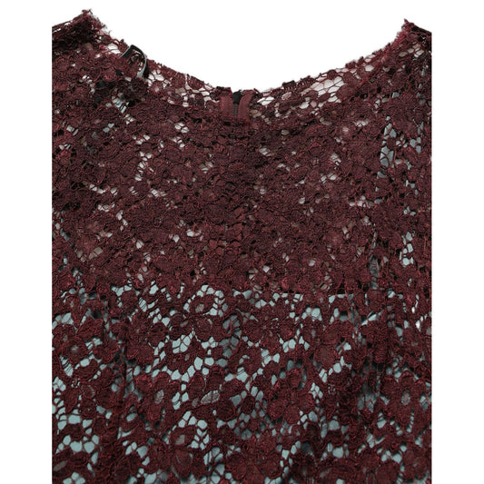 Dolce & Gabbana Multicolor Floral Lace Taffeta Pleated Midi Dress
