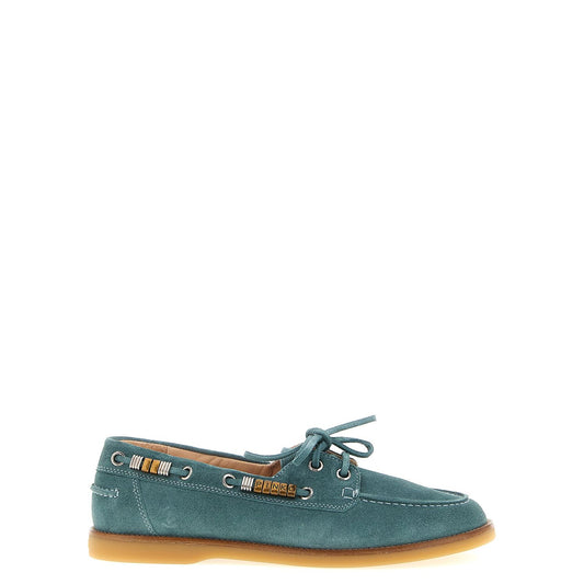 PINKO Blue Calfskin Moccassin