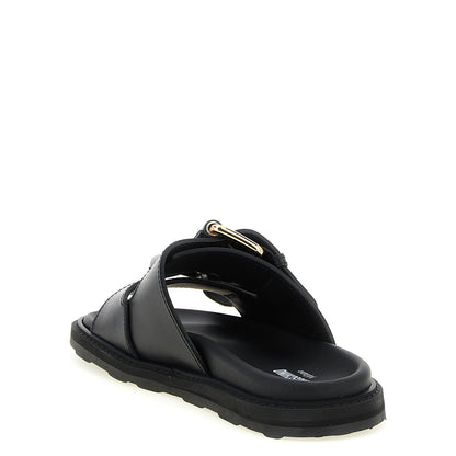 Moschino Black Calfskin Slides