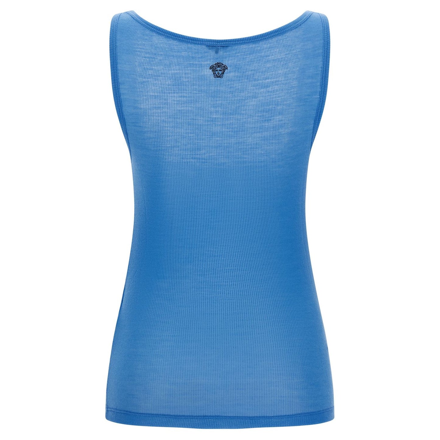 Versace Blue Virgin Wool Tank Tops