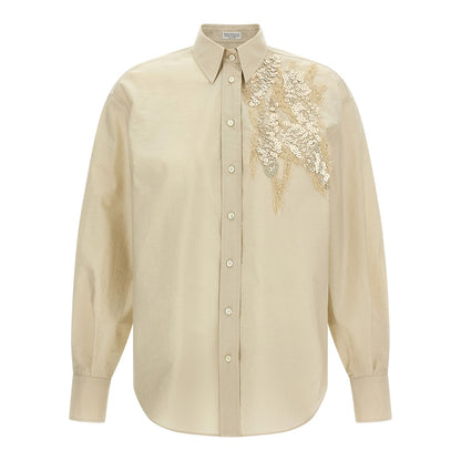 Brunello Cucinelli Beige Cotton Blouse