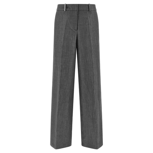 Peserico Gray Linen Casual Pants