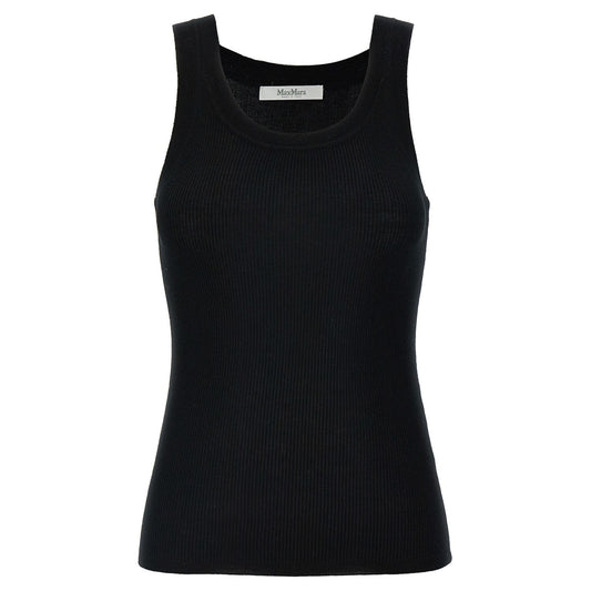 Max Mara Black Virgin Wool Sleeveles T-Shirt