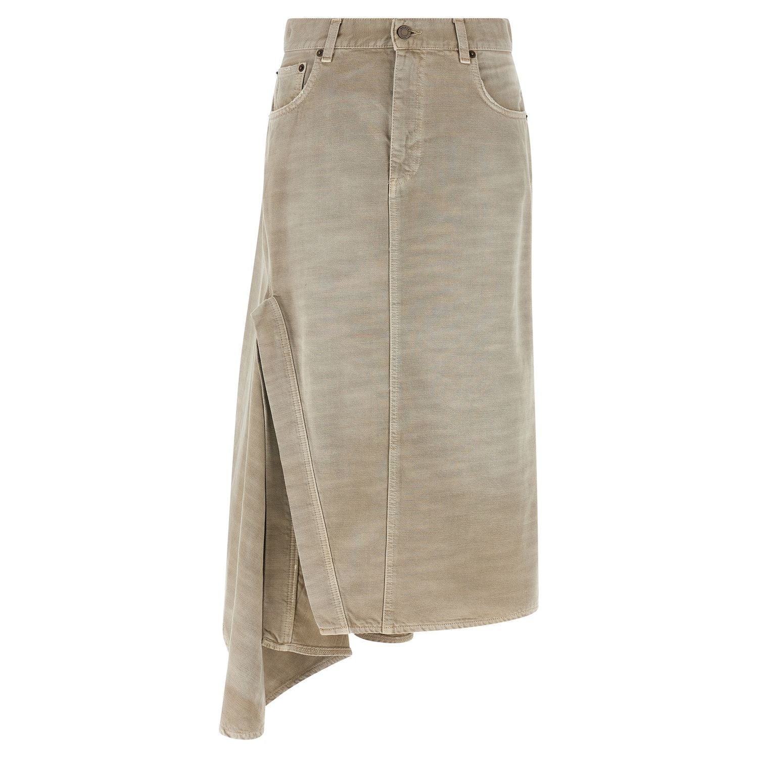 Haikure Gray Cotton Midi Skirt