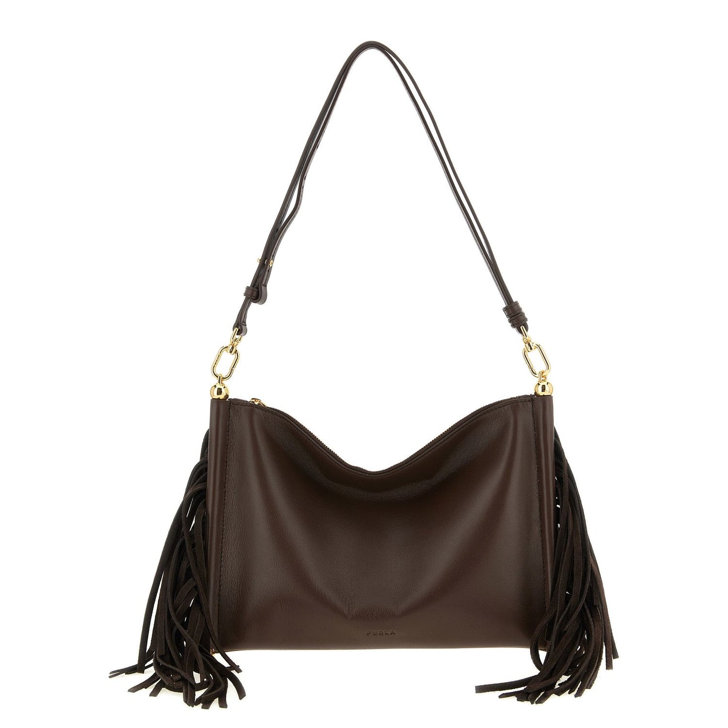 Furla Brown Lamb Leather Shoulder Bag