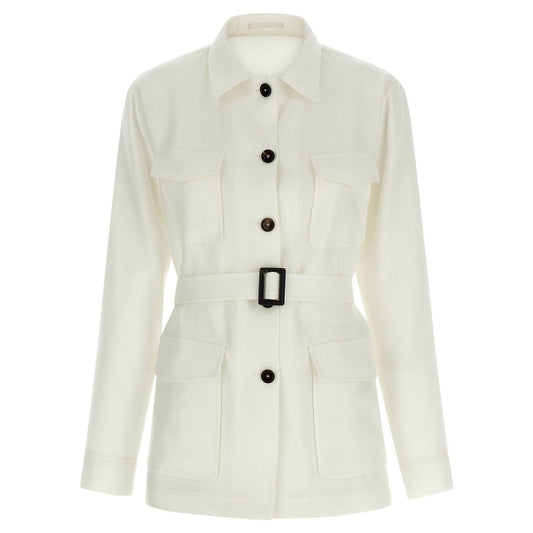 Tagliatore White Linen Shell Jacket