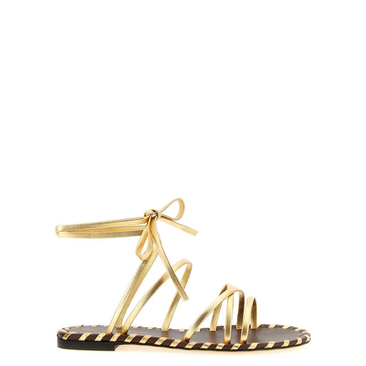 Gianvito Rossi Gold Lamb Leather Flat Sandals