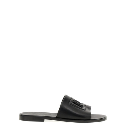 Dolce & Gabbana Black Leather Slides