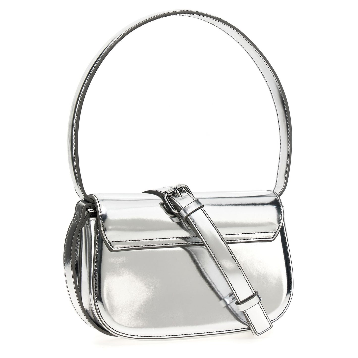 Diesel Silver Cowhide Shoulder Bag