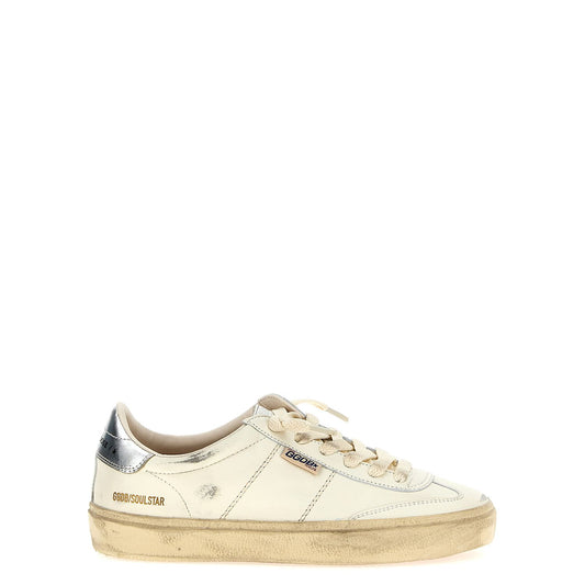 Golden Goose Silver Lamb Leather Low Top Sneakers