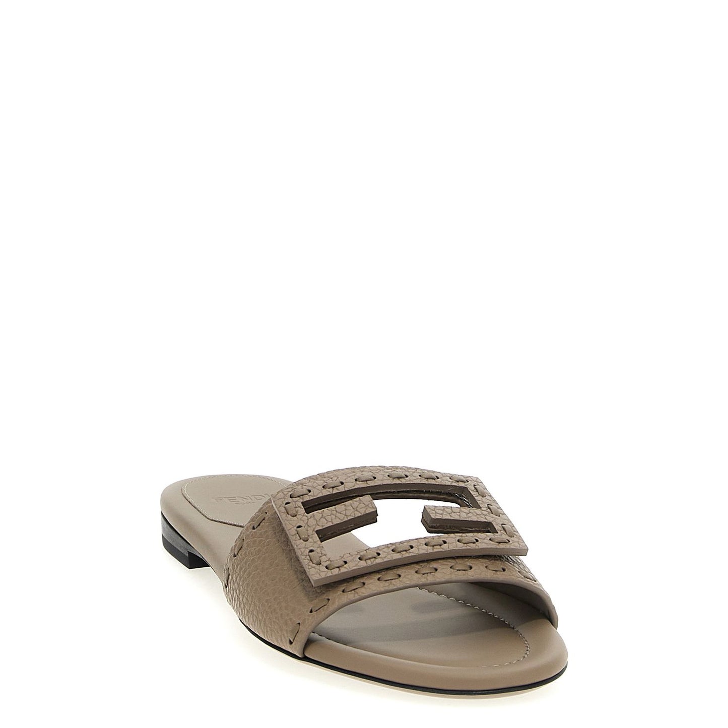 Fendi Gray Calfskin Slides