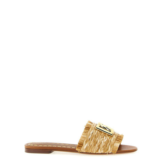 Dolce & Gabbana Brown Raffia Slides