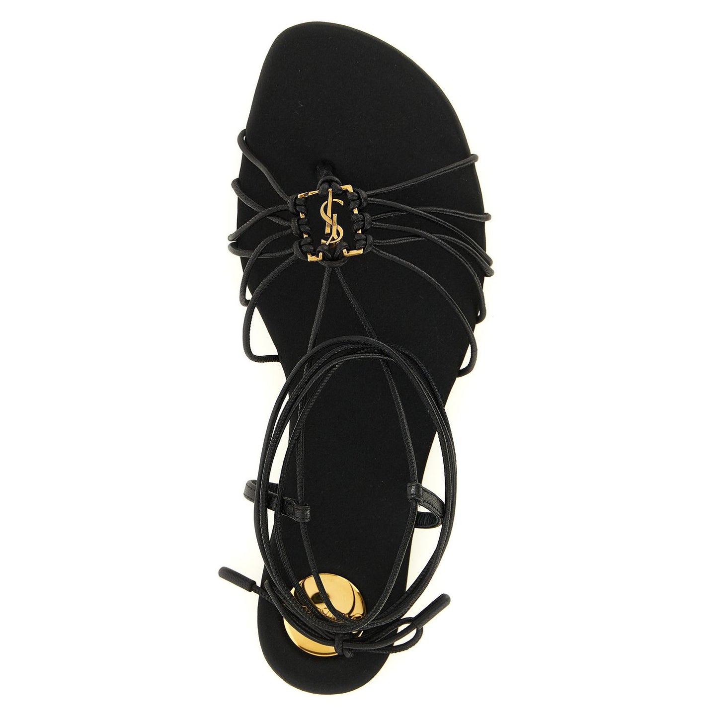 Saint Laurent Black Lamb Leather Flat Sandals