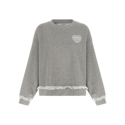 Ganni Gray Organic Cotton Sweatshirt