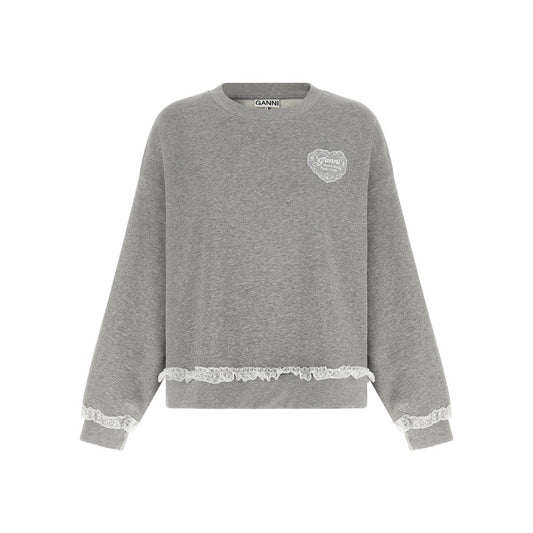 Ganni Gray Organic Cotton Sweatshirt